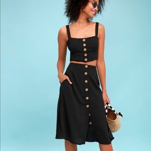 Sweet as Ever Black Two-Piece Midi Dress